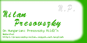 milan presovszky business card